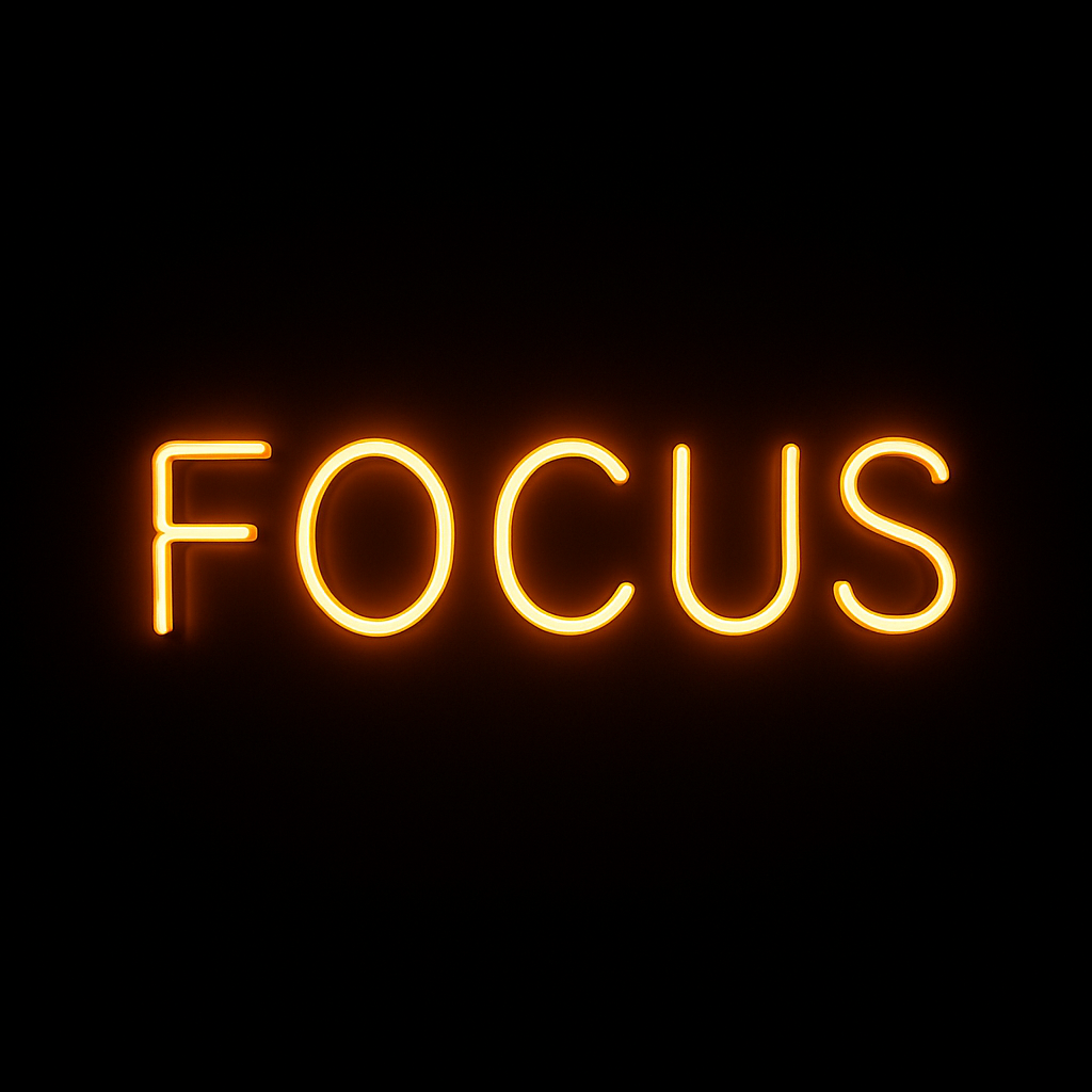 Cartel neón tipografía "'Focus""