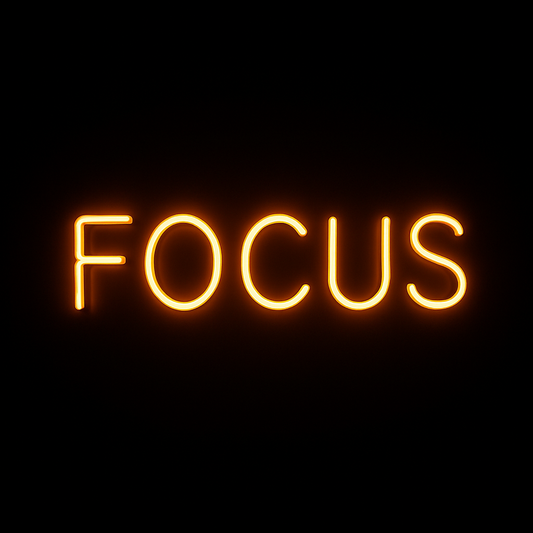 Cartel neón tipografía "'Focus""