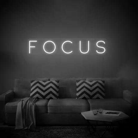 Cartel neón tipografía "'Focus""